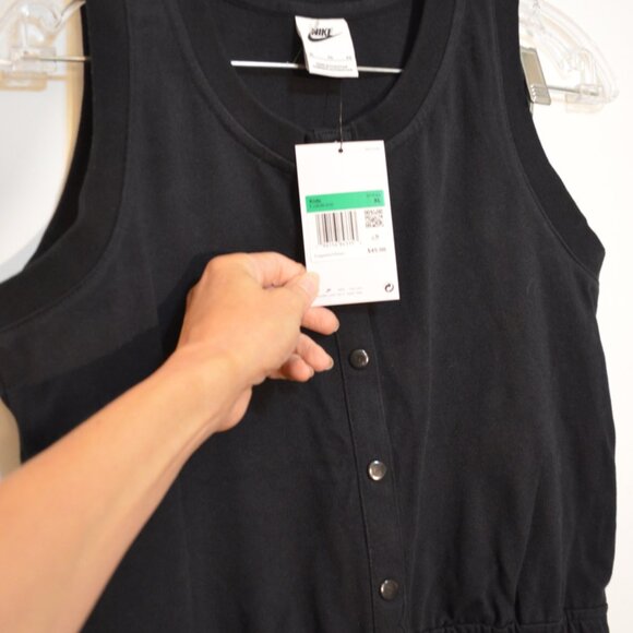 NIKE (WT) Black Romper Shorts 1/2 Front Snaps Cotton Sleeveless Girls Junior XL - Picture 3 of 12